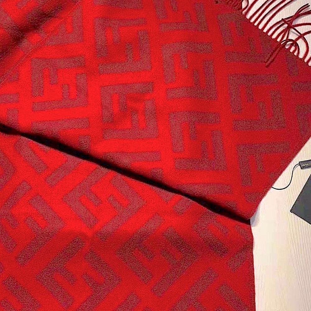 Authentic FENDI Monogram Fringed-Edge Scarf - Picture 7 of 17